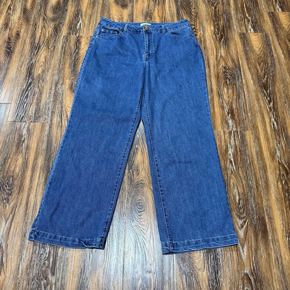 Rachel Zoe 14 Wide Leg Jeans Womens Blue Medium‎ Wash High Rise Repreve Stretch